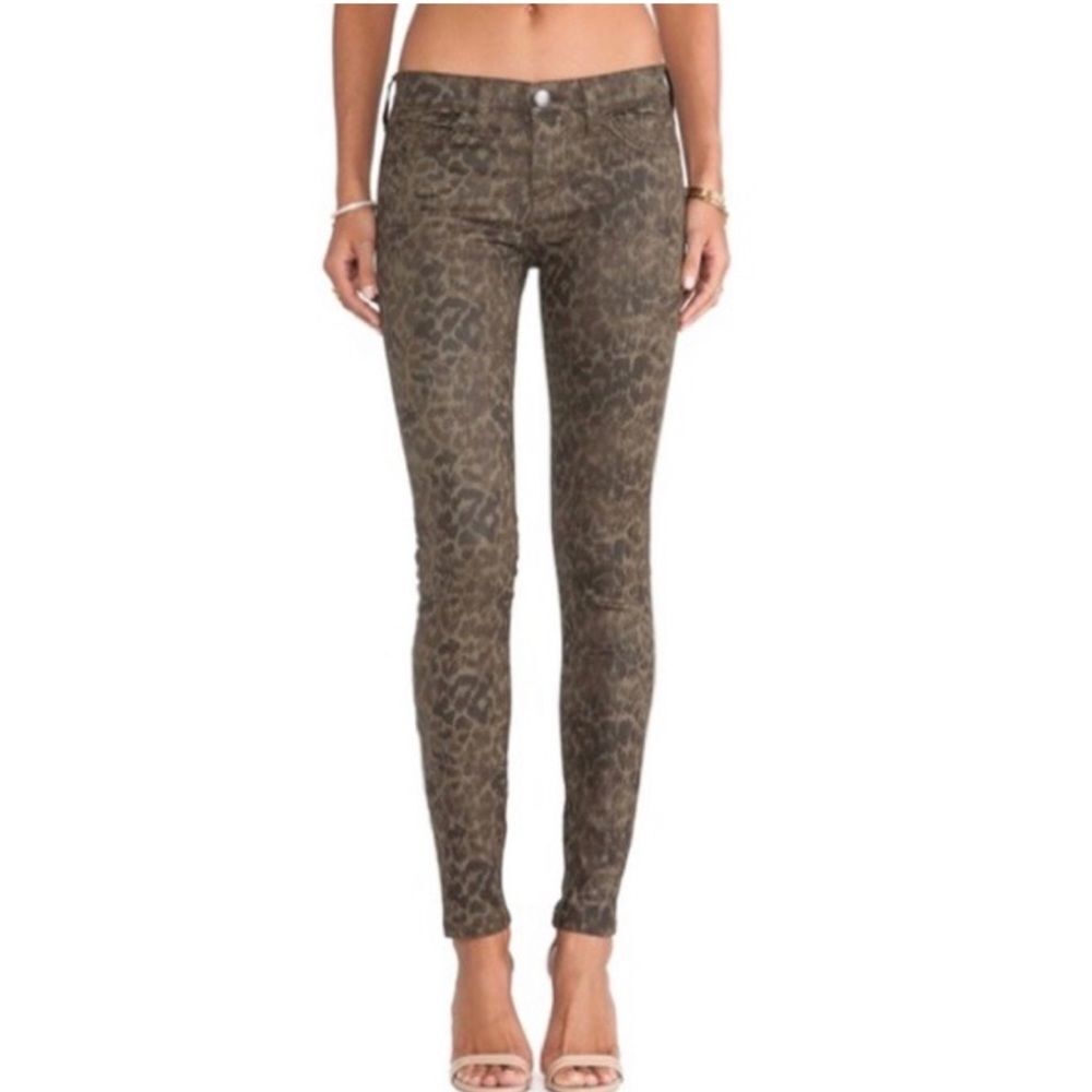 CURRENT ELLIOTT SOHO ZIP STILETTO ARMY DIRTY PAWS SKINNY POLISHED JEANS SIZE 28